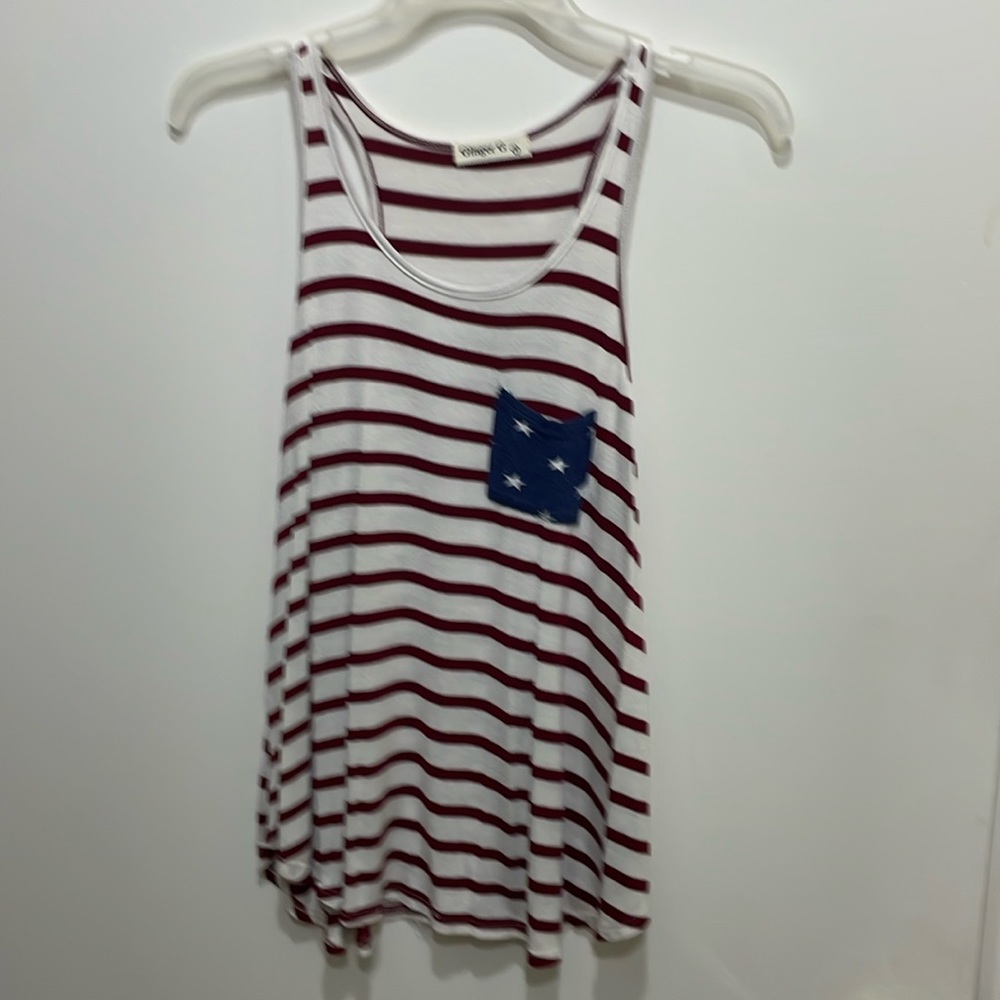 Fourth of July, tank top, size small, red, white, and blue